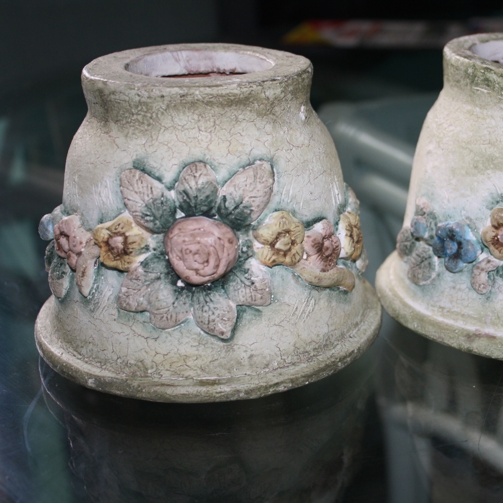 dubois design pottery sculpture flower two piece